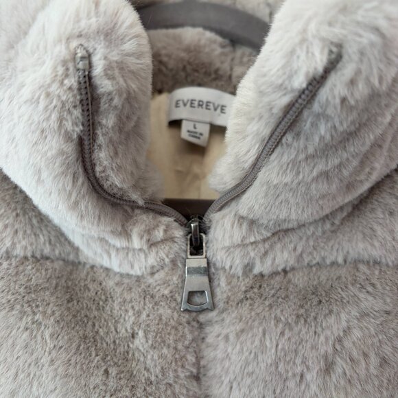 Evereve Serena faux fur vest grey large full zip high neck down *has flaw* - Picture 6 of 12